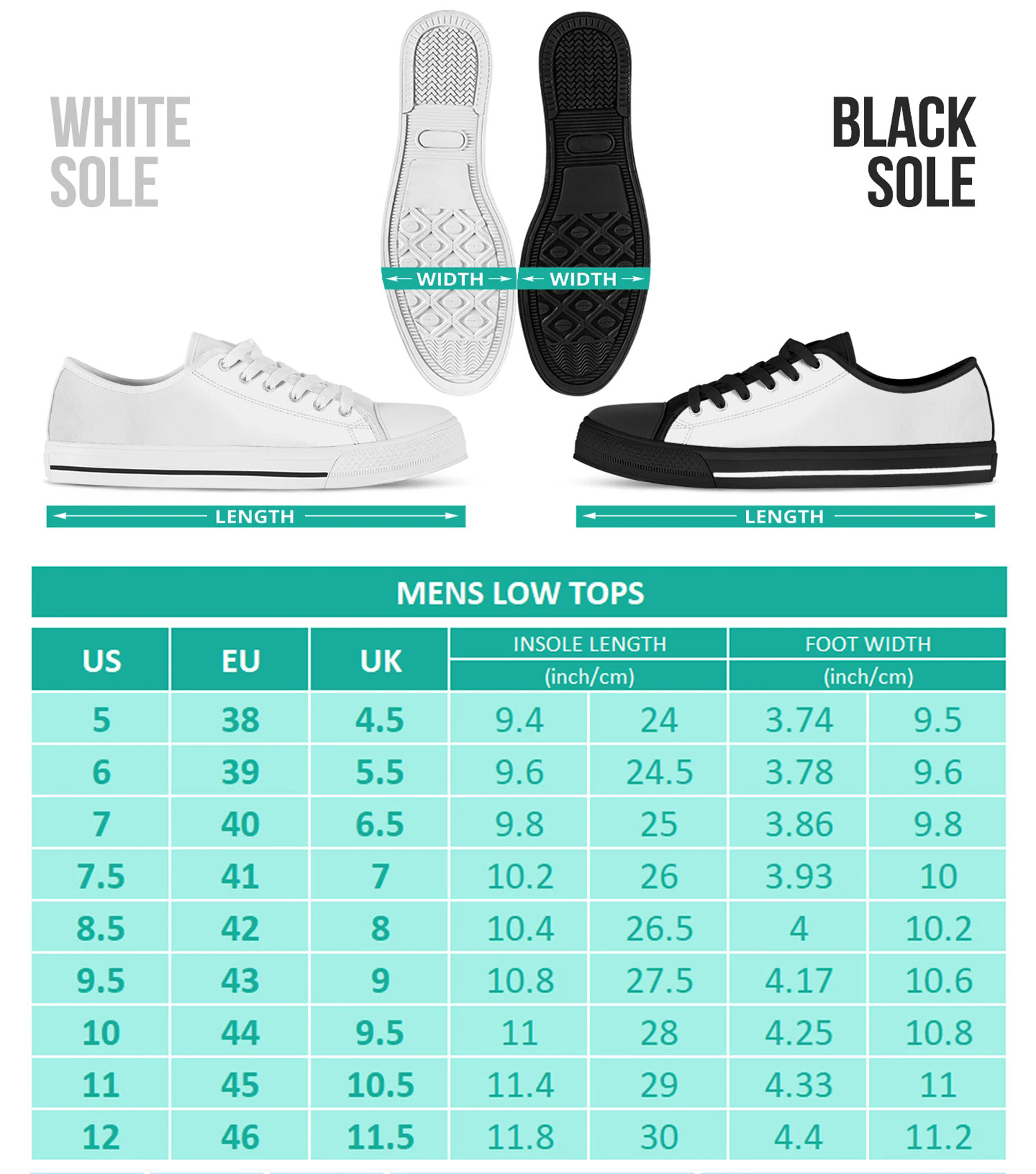 mens hightop shoe size chart